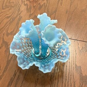Fenton Light Blue Hobnail Glass epergene